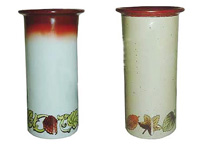 A selection of ceramic wine coolers with a hand painted grape & leaf design